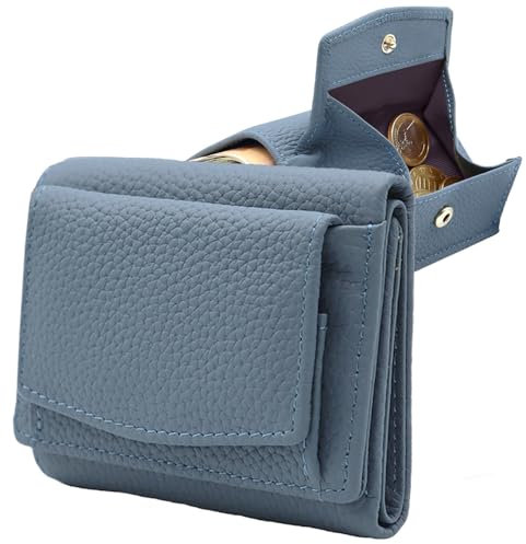 Alster Herz* Kleine Geldbörse Damen Echtleder mit Münzfach & RFID Schutz – Mini Portemonnaie für Frauen Kompaktes Kreditkartenetui aus Rindsleder – Hochwertiger Damen Geldbeutel (Petrol)