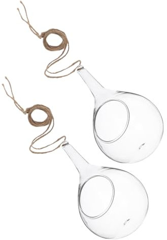 VICASKY 2stücke Teiliges Transparentes Glas-hängevase Hydroponik Mit Langlebigem Material Geeignet Für Air Plants Sukkulenten Und DIY-mikrolandschaften Inklusive Aufhängeseil Für Flexible