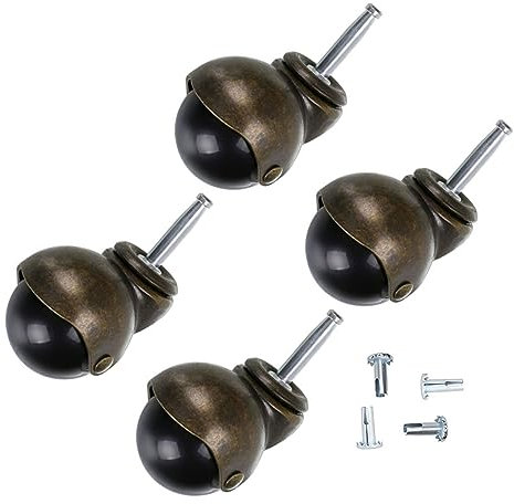 TOPBATHY 4 Stück Antike Möbel Lenkrollen 8x38mm Aus Eisen Stahl Mit 360° Drehbar Stangenschaft Für Bürostuhl Sofa Cabinet Möbelrollen Home Office