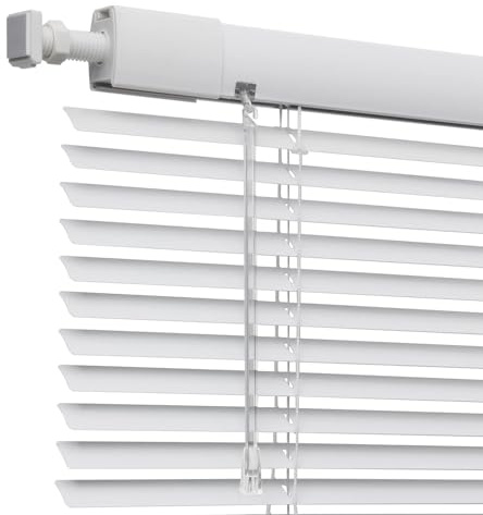 Jalousien aus Aluminium, anpassbar, Weiß, Sichtschutz, Licht- und Sonnenschutz, Größe: 90 cm x 130 cm, ideal für Heim- und Bürodekoration