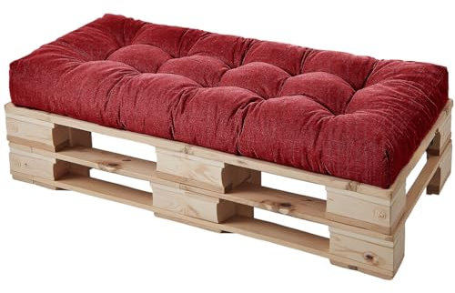 HJZPWB Tela de Lino Cojin Banco 8 cm de Grosor Cojines para Banco Estilo Capitoné Cojin para Banco Exterior Antideslizante Colchoneta Tumbona Grueso Cojin Sofa Exterior,Rojo,150 * 60 * 8cm