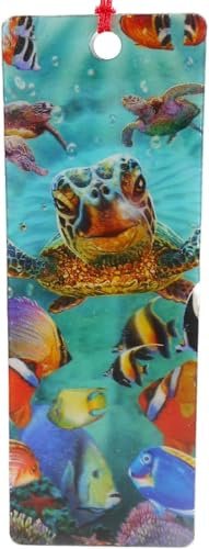 3D Wackel Lesezeichen Schildkröte Fisch Aquarium 15,5 cm Design Bookmark Deko GFTLZ K 95