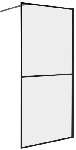 Mampara de ducha de vidrio templado para ducha fija de baño 90 x 195 cm negro Aculeo