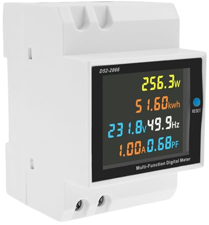 Stromzähler 1 Phasen Wechselstromzähler Hutschiene AC 40—300V Drehstromzähler Digital mit LCD-Display Auto-Speicherfunktion Zwischenzähler Geeicht für Zuhause Schule Industrie