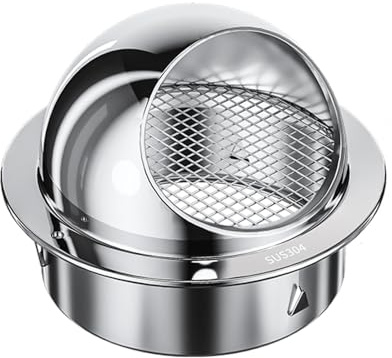 Ventilationsventil I Rostfritt Stål 304 For Yttervägg Med Nät, Avgasrör For Utomhusbruk, For Köksfläktar.(190mm)
