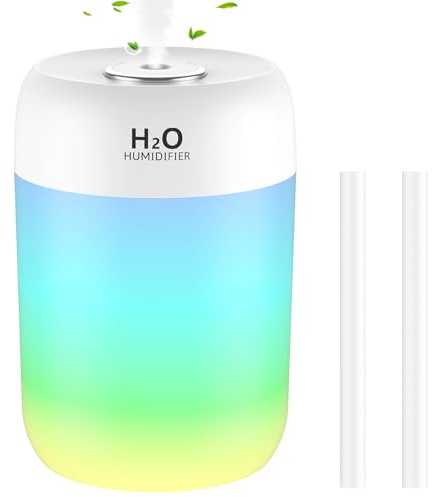 SZO Mini Luftbefeuchter Schlafzimmer mit Nachtlicht Air Humidifier Top-Befüllung 2 Sprühmodi Leise Automatische Abschaltung für Desktop Babyzimmer Büro Pflanzen Weiß