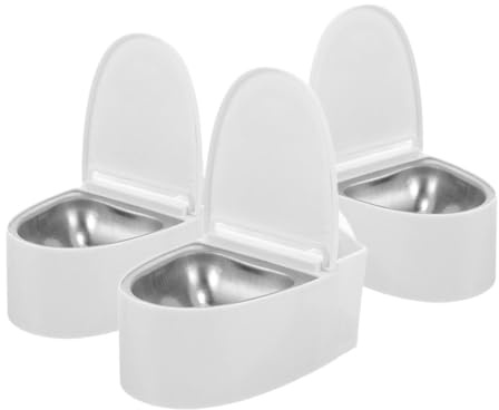 BAZEITFLOW Cenicero de Inodoro de Pared Creativo con Tapa Abatible, Material PP y Acero Inoxidable, Fácil de Limpiar, Juego de 3 Piezas para Decoración de Baño y Hogar