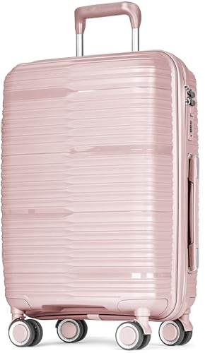 POSH Valigia da cabina 55x40x23 cm - Bagagli rigida leggera da 2,5 kg in polipropilene - Trolley da 37 L con doppie ruote silenziose a 360° - Robusta da viaggio con serratura TSA