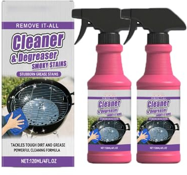 Fast-Acting Heavy-Duty Grill Degreaser Spray，120g Foaming Grill Degreaser Spray Cleaner for Grates and Barbecues (2PCS)