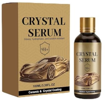 Crystal Serum Recubrimiento Cerámico 9H+ para Autos, 100ml, Hidrofóbico, Resistente a Rayones, con Esponja y Toalla