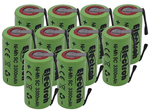 10X Batteria Pila NI-MH SC 3300mAh 3.3Ah 1,2V con lamelle linguette a saldare per pacchi batterie trapani torce allarmi
