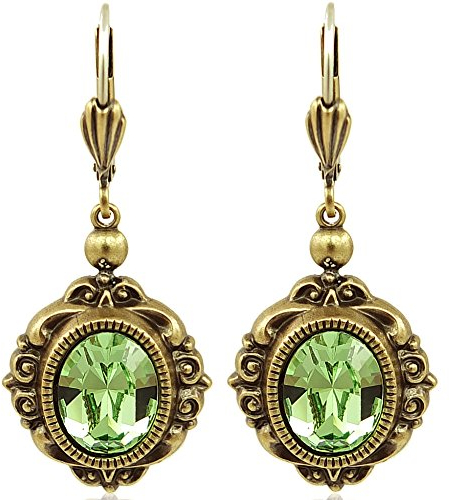 Vintage Ohrringe mit Markenkristallen Gold Grün NOBEL SCHMUCK