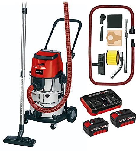 Einhell Aspirateur eau et poussière sans fil TE-VC 36/30 Li S-Solo - Power X-Change (36V, Cuve 30L, 2 vitesses (ECO/BOOST), Raccord pour soufflerie) avec Twincharger et 2 Batteries 3,0Ah