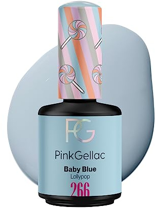 Pink Gellac Gel Nagellack UV, Veganes Nagelgel - 266 Baby Blue 15 ml | Gelnagellack für UV Lampe, Einfache Anwendung Nail Polish für 14 Tage Salonqualität, Gellack Made in Holland