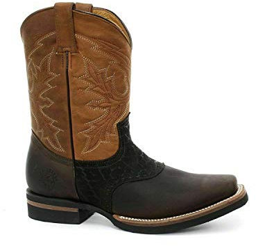 Botas Chelsea de Tacón Vaquero Con Punta Cuadrada de Cuero Marrón Claro de Brinders Frontier 38