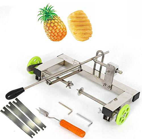 Éplucheur d'ananas, Acier inoxydable commercial réglable Peeler à la peau d'ananas Éplucheur de fruits Complet Pelé Outil de pelage d'ananas avec 3 lames tranchantes et couteau