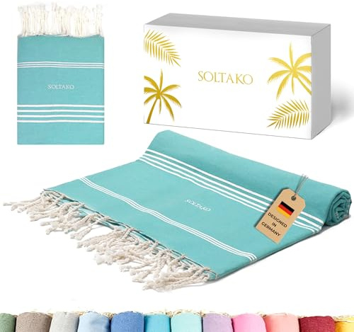 SOLTAKO Fouta XXL - Serviette Plage Anti Sable - Drap de Bain pour Hammam, Sauna, Yoga, Pique-Nique - Serviette de Bain Grande Taille - 200x200 cm - Drap 2 Personnes