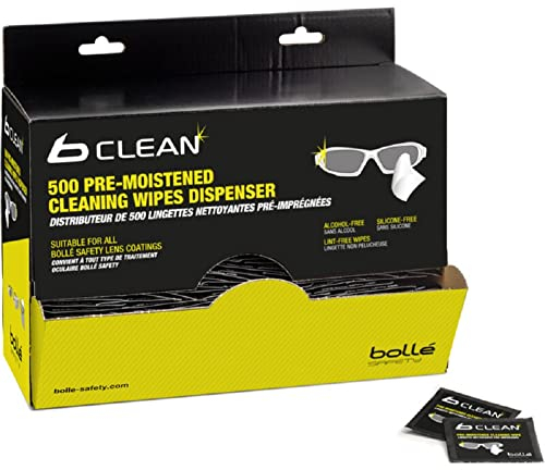 Bolle Pack of 500 Cleaning Wipes for Safety Glasses & Goggles Alcohol and Silicone free Personal Protective Equipment PPE Safety Workwear Glasses Eye Protection Safety– 1 Pack of 500 wipes