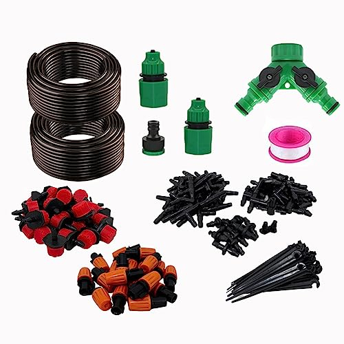 BeGrit Garten Bewässerungssystem DIY 30m Micro Drip Bewässerung Kit Terrasse Einstellbar Sprinkler Tropfchenbewässerung Kit Bewässerungssets Tropfbewässerung für Pflanzen Flower Bed Landschaft
