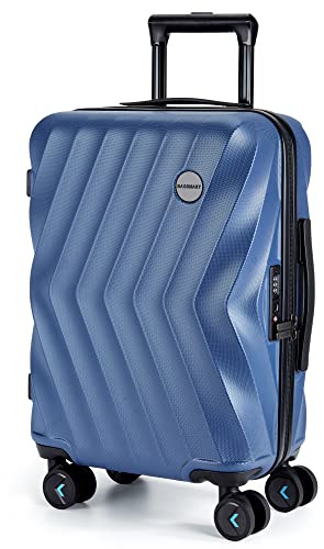 BAGSMART Carry On Luggage 22x14x9 Airline Approved,PC Hardside Suitcase,20 Inch Luggage with Spinner Wheels, Lightweight Travel Suitcases for Men Women,Navy Blue