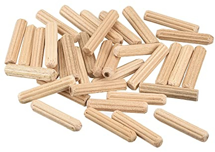 sourcing map Madera Pasadores 100uds 4x20 mm(5/32x3/4) Estriado Biselados Extremos Madera Pasador Clavijas Horno Secado Dura Madera para Carpintería Muebles Estante