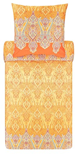Bassetti RAGUSA Bettwäsche + 2 Kissenhüllen aus 100% Baumwollsatin in der Farbe Gold Y1, Maße: 200x200 + 2 K 80x80 cm - 9321876