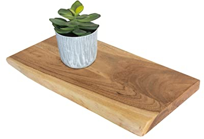 SAM Wandregal Amanda, Akazienholz massiv, naturfarben & lackiert, Holzregal/Steckboard mit Baumkante, 30x20 cm Regal