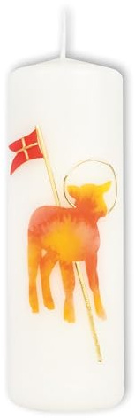 FRITZ COX Osterkerze Osterlamm | christliche Osterkerze | Kerze mit Lamm Motiv | RAL Kerze | made in Germany | Osterkerze für Zuhause und in der Kirche | Wachskerze | 15x5cm