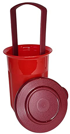 Tupperware Pick A Deli Pickle Mini-Behälter für 2 Tassen, rund, mit Sieb, Rot und Weinrot