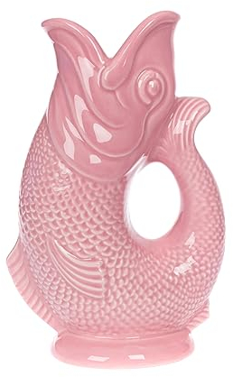 Gurgly Iconic Pink Glug Jug Small 23cm 750ml – Fish Water Jug, Decorative Fish Vase, Ornament, Carafe