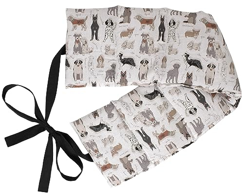 Traubenkernkissen 7-Kammer mit Band, 65x15 Bio-Stoff Liebe Hunde - Wärmekissen, Körnerkissen, Mikrowelle und Backofen