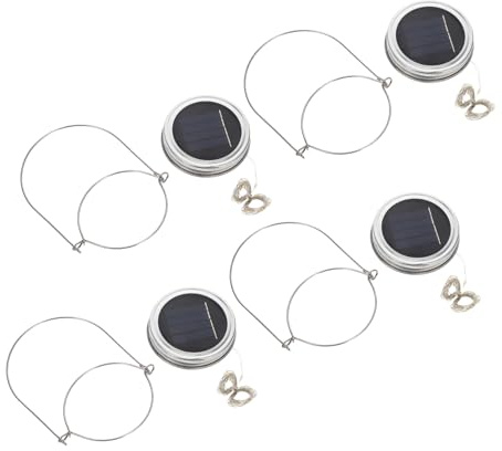 Angoily 4 Packs Jar String Lights Lid, Hanging Solar Fairy Lights Lids, Solar Powered Jar Lights for Holiday Party Room Wedding Indoor & Outdoor Decor
