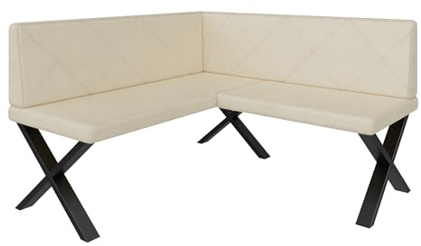 FURNISTAR Eckbank Akiko Metal X - Eckbankgruppe für Ihrem Esszimmer, Küche modern, Sitzecke, Essecke. Perfekt für Küche, Büro und Rezeption. Solide und Starke Verarbeitung. (130x130-Soft18)