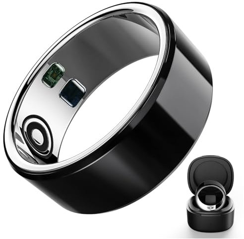 Smart Ring Health Tracker, Intelligent Fitness Sleep Heart Rate Monitor, Wearable Heart Rate Blood Oxygen Tracker, Waterproof Pedometer Records Blood Oxygen, Temperature, Calories, Sport (Color : Bla