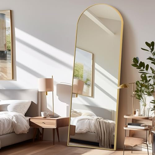 LunaMirror Arco Specchio da terra parete lungo 44x147 CM grande intero specchio da parete con cornice in Oro Alluminio, da appoggiare o da appendere, per soggiorno, camera da letto, corridoio