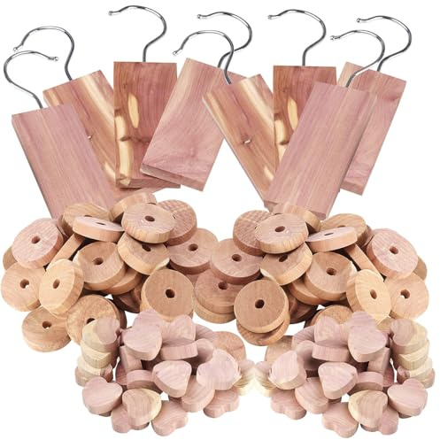 infactory Motten-Wäscheschutz: 2X 71-teiliges Zedernholz-Set für den Kleiderschrank (Anti-Motten-Holz, Mottenringe, Zeder)