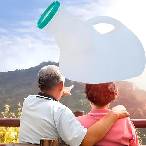 BEOTAY Urinflasche Für Unterwegs Mit Reinigungsbürste,2000Ml Pinkelflasche Für Männer,Klare Skala,Urinal Für Auto, Reisen, Ältere Menschen Und Inkontinenz,Auslaufsicheres Design,Weiß