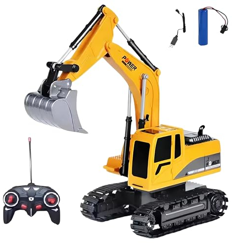 OpenRC RC Traktor ferngesteuerter Bagger – ferngesteuerter Kinder-Traktor – LKW Mini Hydraulischer Bagger – Baustellen-Kran Spielzeug Bau – Lichteffekt