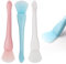 Lot de 3 pinceaux de masque en silicone pour soins du visage - Double extrémité - Applicateur de masque facial - Pinceau applicateur pour les lèvres - Soin de la peau (blanc, bleu, rose)