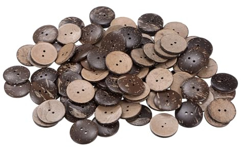 QUARKZMAN 100 st 1 tum (25 mm) 2 hål runda ersättningsknappar i trä för hantverk hantverk gör-det-själv-kläder, brun