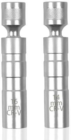 WYTNB 2 Piezas Llave de Bujias Magnéticas Giratoria 12 Puntos Universale, 14mm&16mm Herramienta para Quitar Bujias, 3/8 Flexible Bujía Enchufe de Retire Llave para Más Auto