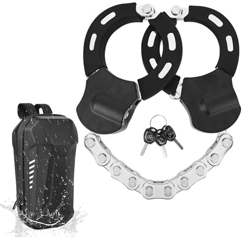 Pfloge® Catena Bicicletta Antifurto, Lucchetto Monopattino Elettrico, Accessori Monopattino Elettrico con Chiave E Borsa Impermeabile 3L, Lucchetto Manette per Scooter Elettrico, Moto, Carrozzine