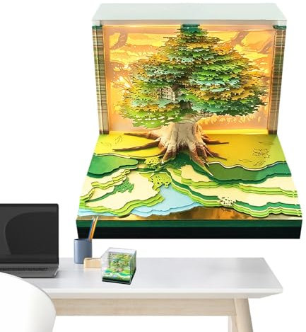 Xiwhuua -Kunstkalender 2025, Tischkalender 2025, Zeitstückkalender 2025, Bunter Notizblock-Kalender, Nachtlicht, Papierskulptur, Abreißkalender für Notizen, Desktop-Ornament