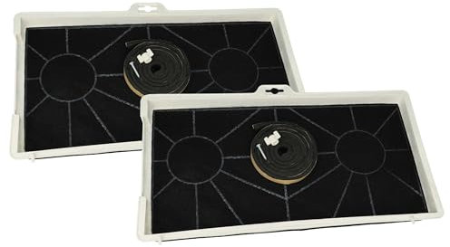 vhbw 2x Filtres à charbon actif remplacement pour Siemens LZ73050, 00571888, 00571854, 00465577 pour hotte aspirante + bague de fixation