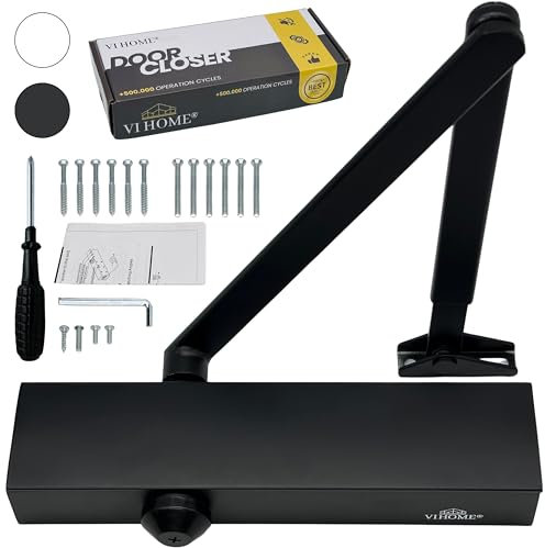 Cierrapuertas Automatico Ajustable PREMIUM 60kg / Muelle Puerta Con Sistema Hidraulico/Cierra Puertas Automatico/Cierre Automatico (Negro)