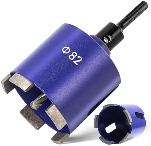 Corona Diamante Perforadora 82 mm+Adaptador M16 SDS-Plus+Broca de Centrado+Cuña de Extracción,Broca de Sierra de Agujero,Diamond Core Drill para Hormigón,Cemento,Ladrillo,Piedra,Pared