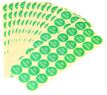 QUARKZMAN Klebeetiketten 30mm QC PASS Mark Runde Aufkleber Manipulationssichere Aufkleber für Industrieartikel Grün Packung mit 500