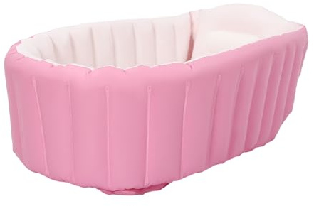 Vasca da bagno pieghevole per bambini, gonfiabile, per case, appartamenti, hotel, rosa, dimensioni esterne del prodotto: 98 x 64 x 28 cm