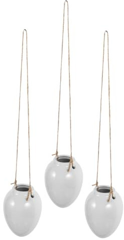 Toyvian 3piezas Maceta Colgante De Cerámica para Plantas De Interior Jardinera Colgante De Cuerda De Yute para Decoración De y Jardín