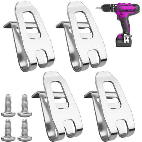 Jesiah 4PCS Replacement Belt Hook Clip, Stainless Steel Clip for Makita Impact Driver Tool Belt Heavy Duty Hook for Electric Drill TD126 TD127 HP347 HP457 DHP480 DHP482 with 4 Screws 346449-3